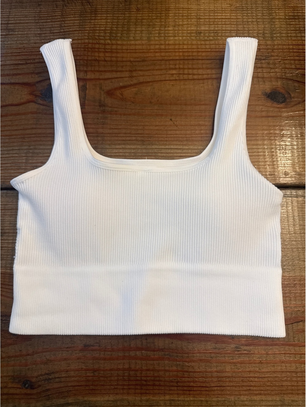 Zenana White Ribbed Bra S/M